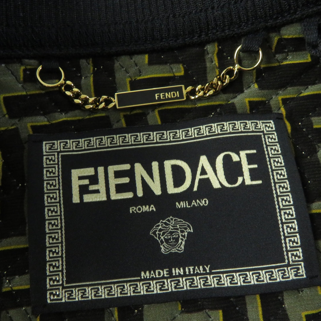 Discounted Pristine FENDACE Blouson FF logo Baroque Pattern Black Multi silk Women 36 FJ7258