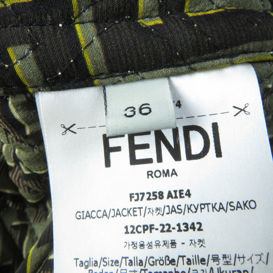 Discounted Pristine FENDACE Blouson FF logo Baroque Pattern Black Multi silk Women 36 FJ7258