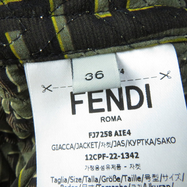 Discounted Pristine FENDACE Blouson FF logo Baroque Pattern Black Multi silk Women 36 FJ7258