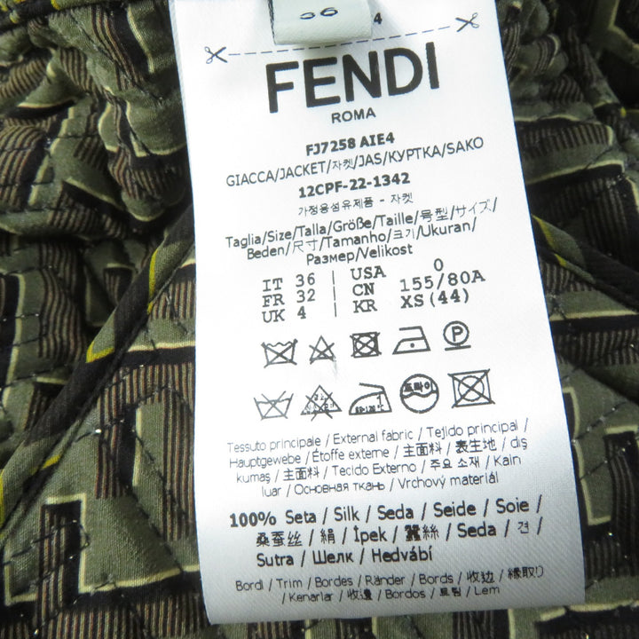 Discounted Pristine FENDACE Blouson FF logo Baroque Pattern Black Multi silk Women 36 FJ7258