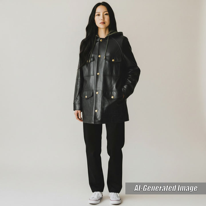 Discounted Great CELINE Parker Plonge lambskin oversized parka black cotton Women 34 2D493151T