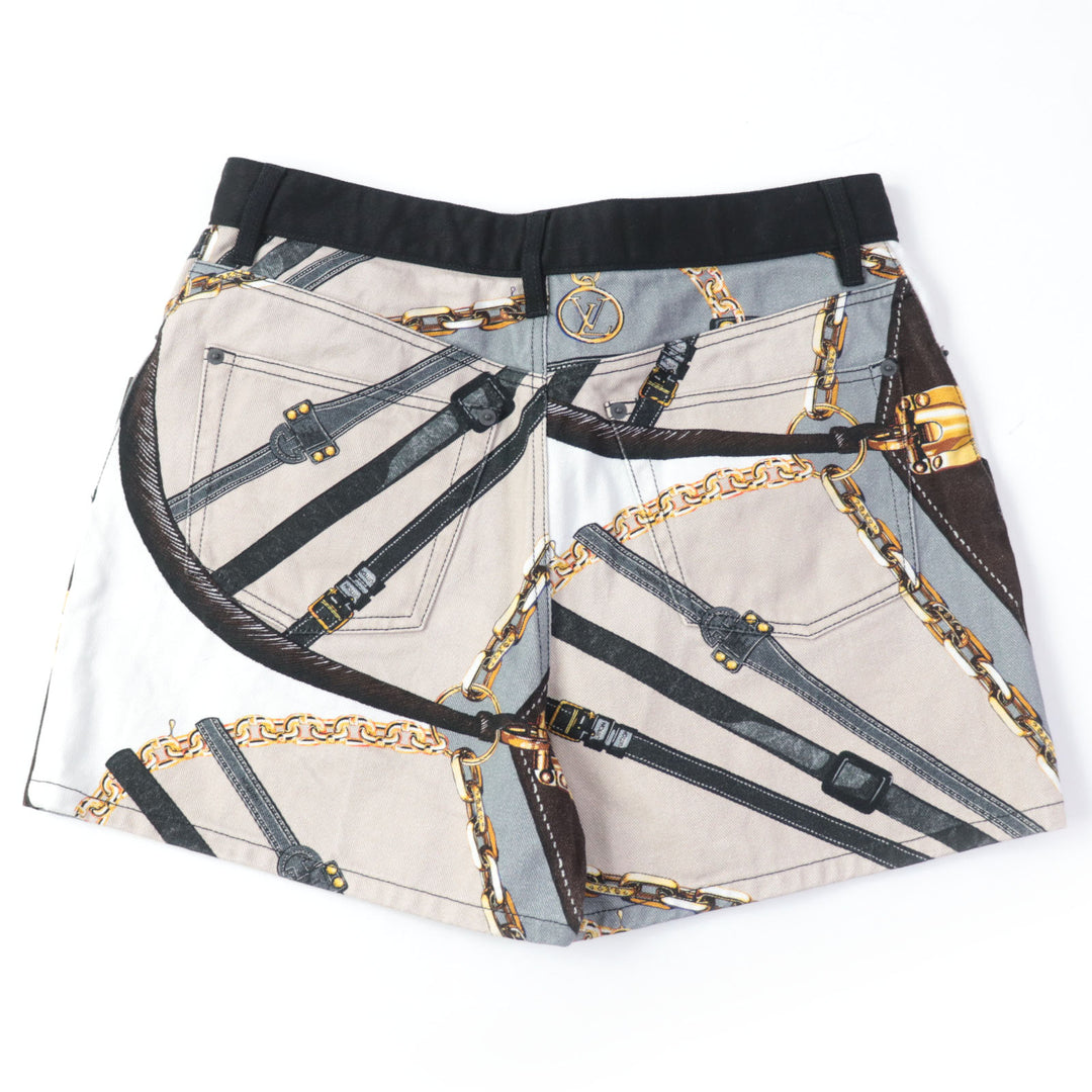 Discounted Great LOUIS VUITTON Shorts Scarf Print Monogram Leather Patch multicolor Women