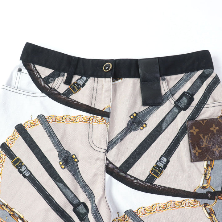 Discounted Great LOUIS VUITTON Shorts Scarf Print Monogram Leather Patch multicolor Women