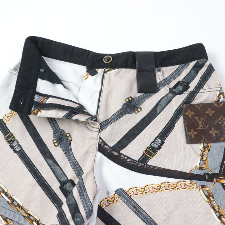 Discounted Great LOUIS VUITTON Shorts Scarf Print Monogram Leather Patch multicolor Women