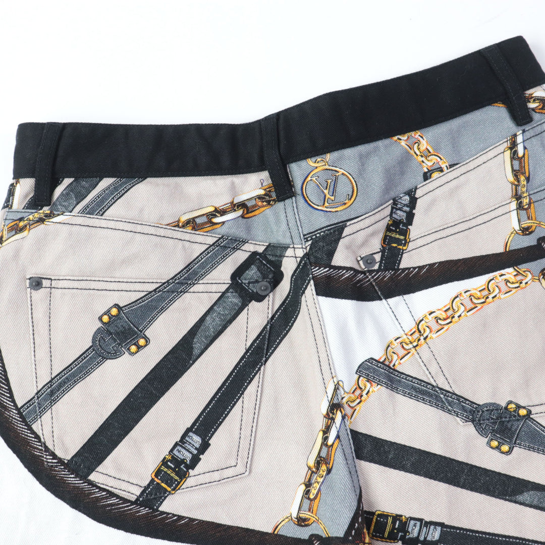 Discounted Great LOUIS VUITTON Shorts Scarf Print Monogram Leather Patch multicolor Women