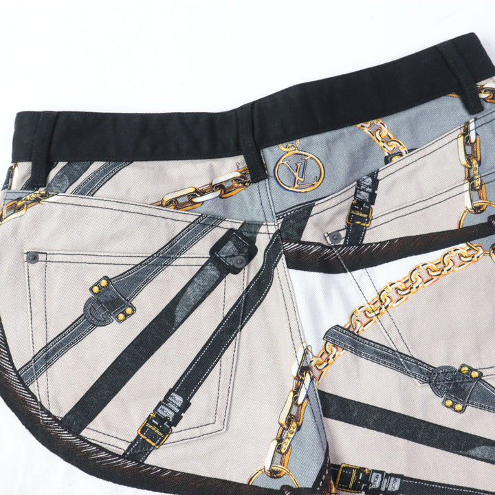 Discounted Great LOUIS VUITTON Shorts Scarf Print Monogram Leather Patch multicolor Women
