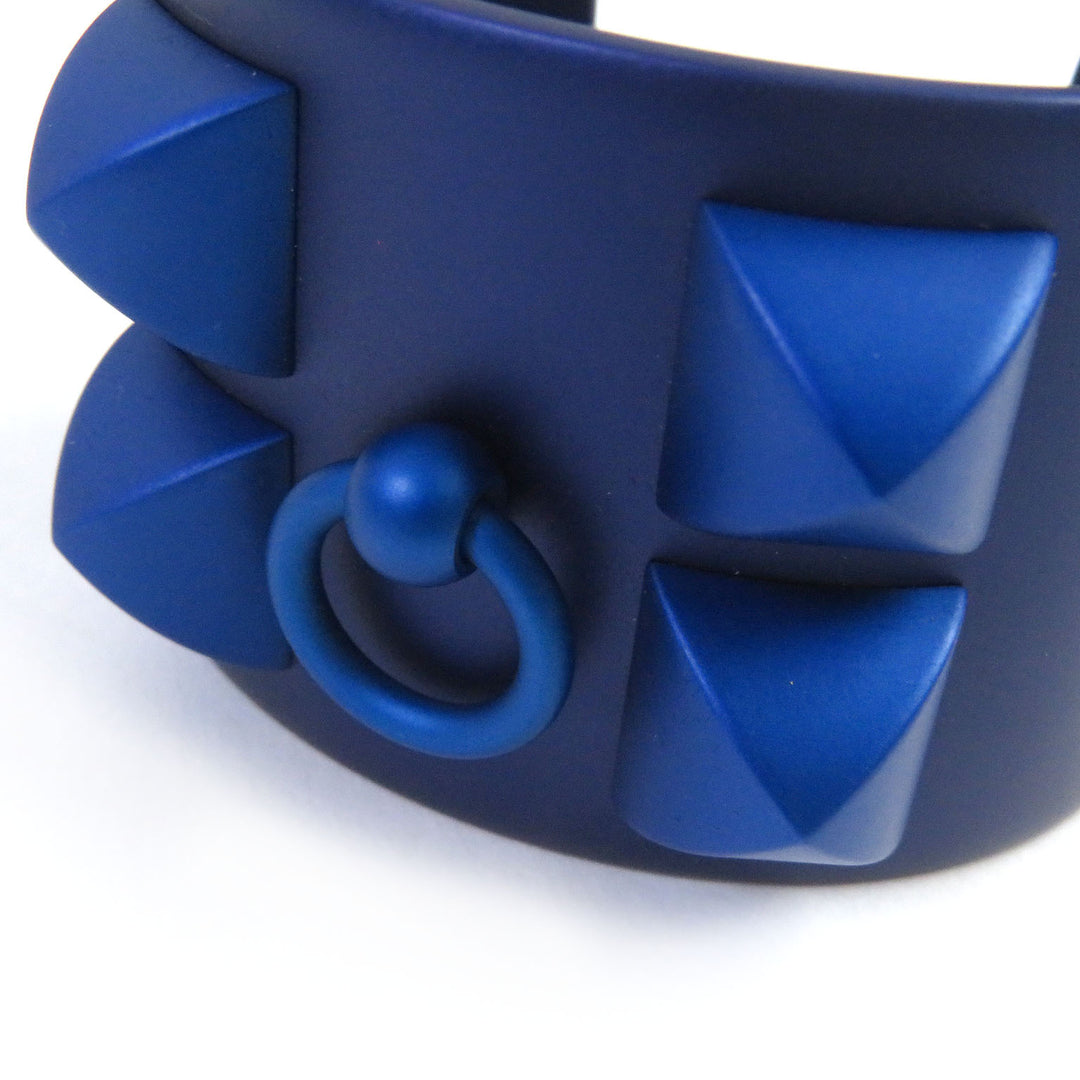 Discounted Excellent HERMES Bangle Cory Edssian Studded logo bracelet blue Women
