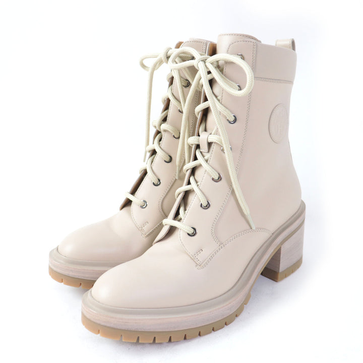 Discounted Pristine HERMES Ankle boots Lace-up Bridge pink beige leather Women 37