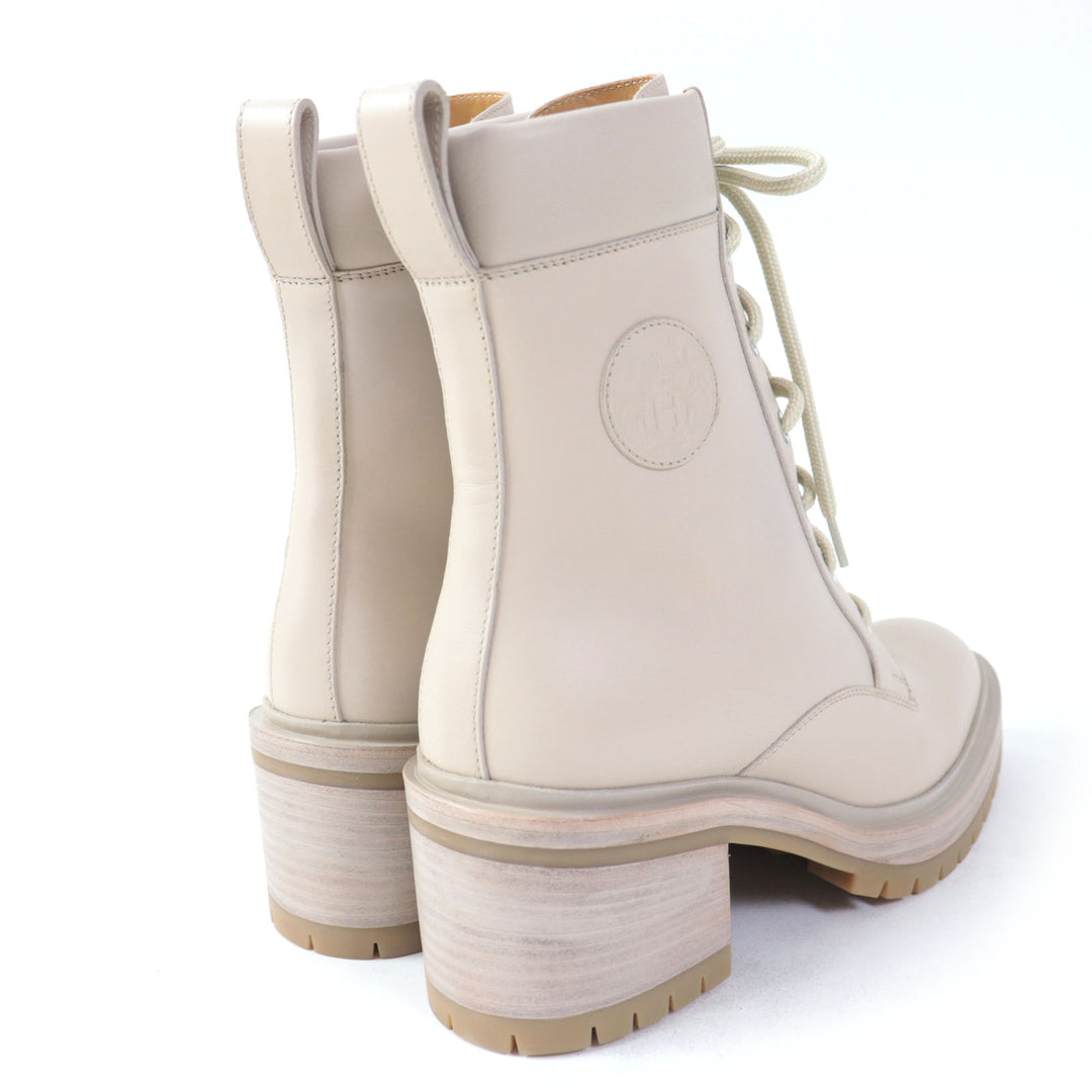 Discounted Pristine HERMES Ankle boots Lace-up Bridge pink beige leather Women 37
