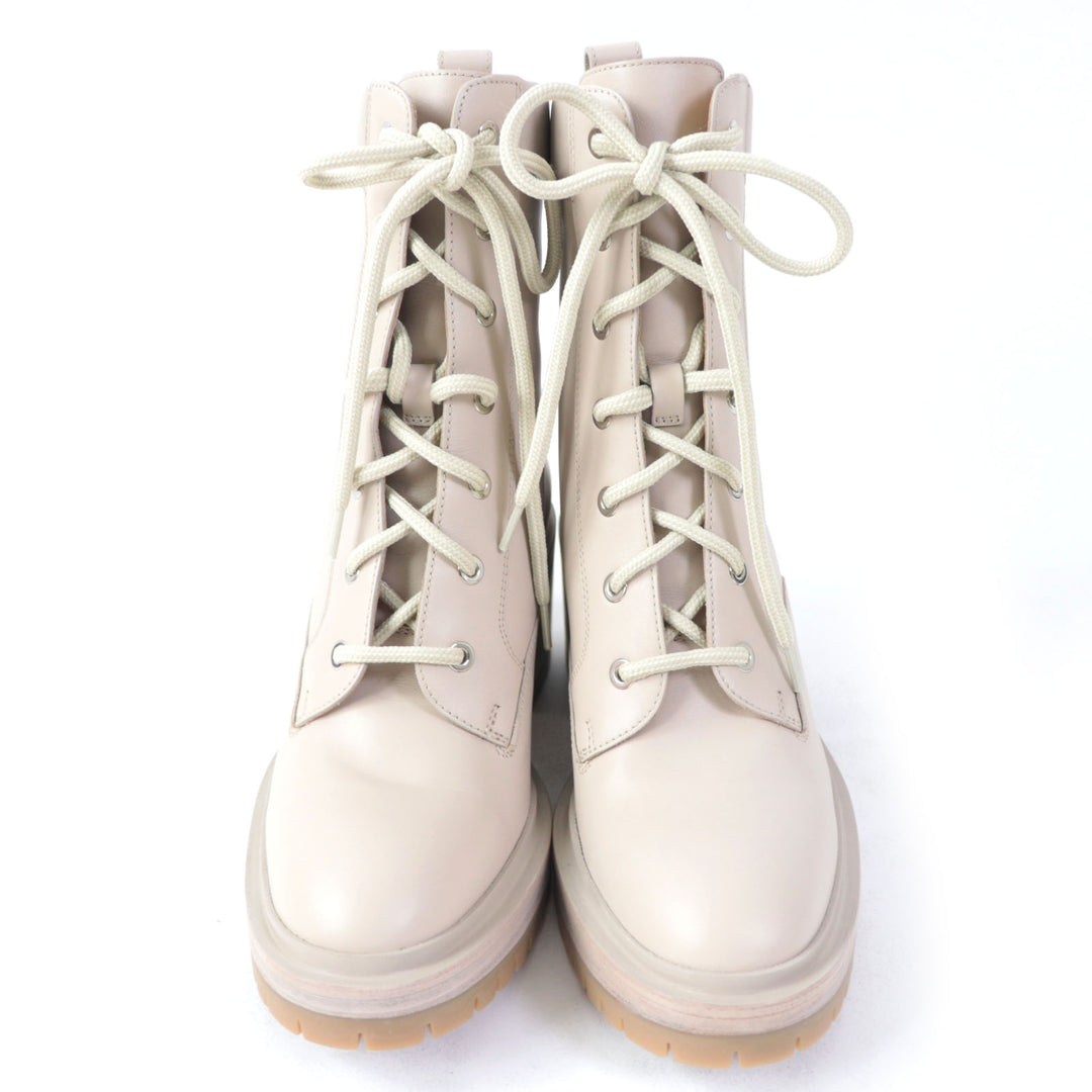 Discounted Pristine HERMES Ankle boots Lace-up Bridge pink beige leather Women 37