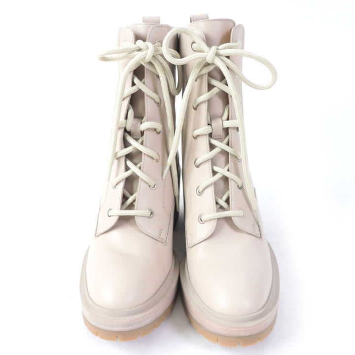 Discounted Pristine HERMES Ankle boots Lace-up Bridge pink beige leather Women 37