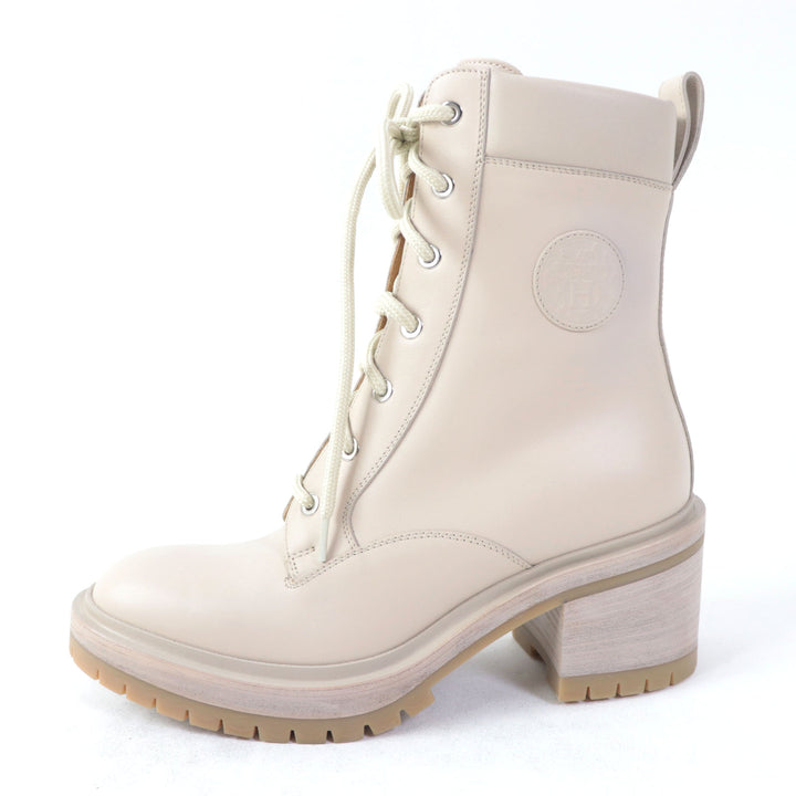 Discounted Pristine HERMES Ankle boots Lace-up Bridge pink beige leather Women 37
