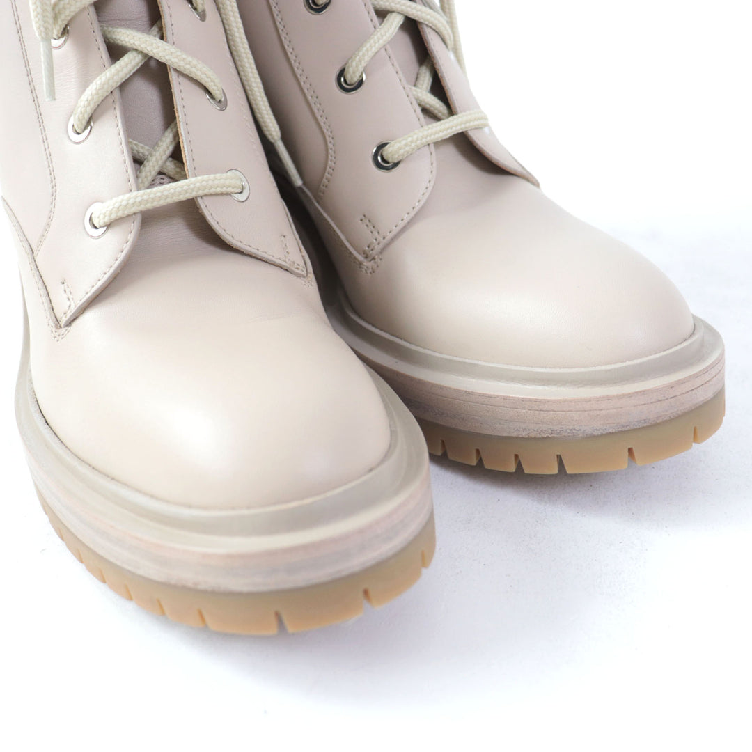 Discounted Pristine HERMES Ankle boots Lace-up Bridge pink beige leather Women 37