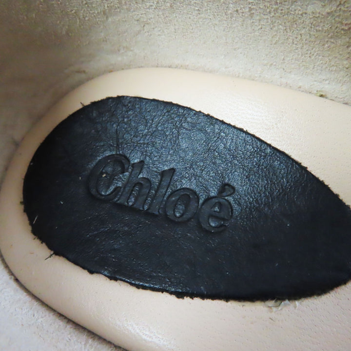 Discounted Excellent Chloe Sandals Fabric Leather Ankle Strap Espadrilles Wedge 38 CH20352