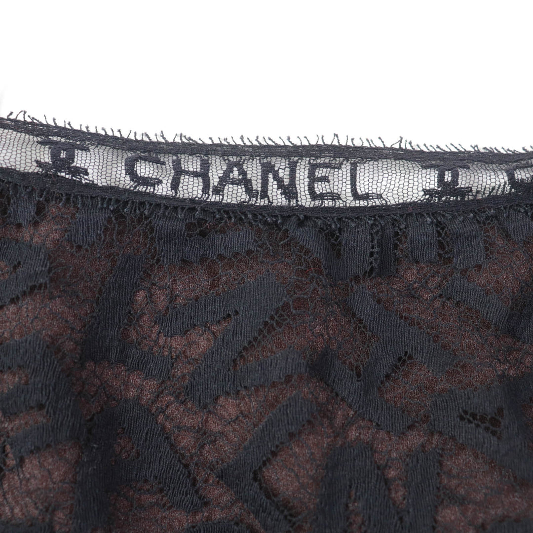 Discounted Excellent CHANEL Tight Skirt All logo lace knee length black 38 98A P11845