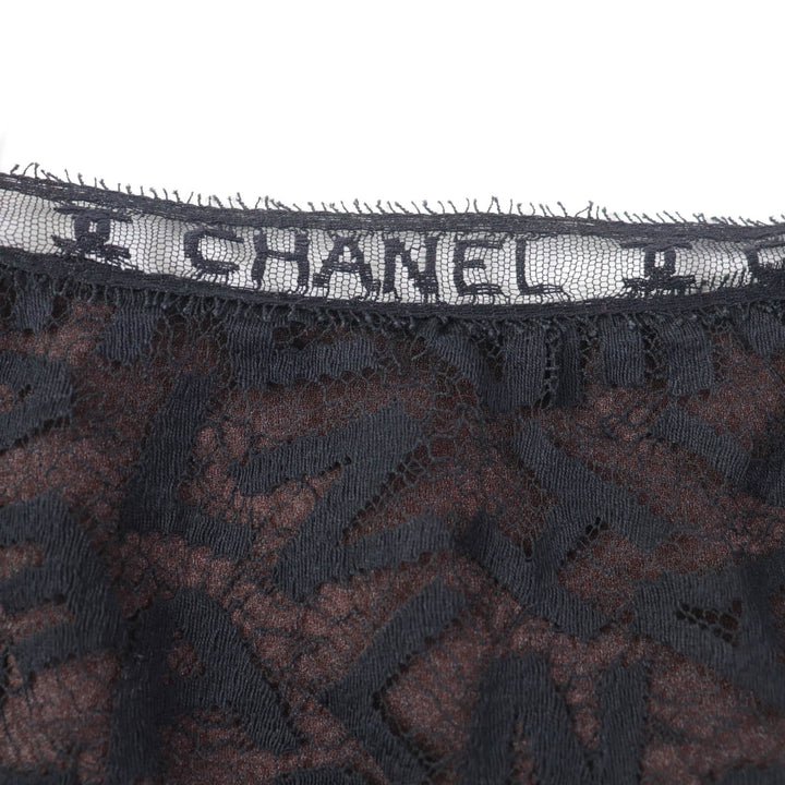 Discounted Excellent CHANEL Tight Skirt All logo lace knee length black 38 98A P11845