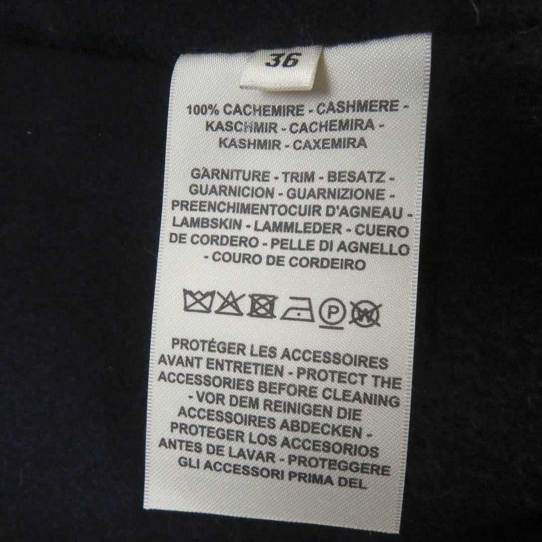 Discounted Excellent HERMES coat collarless coat kimono Black navy cashmere Women 36 2H0114DB
