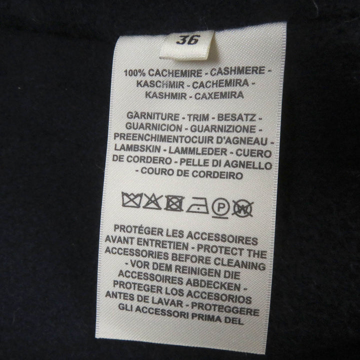Discounted Excellent HERMES coat collarless coat kimono Black navy cashmere Women 36 2H0114DB