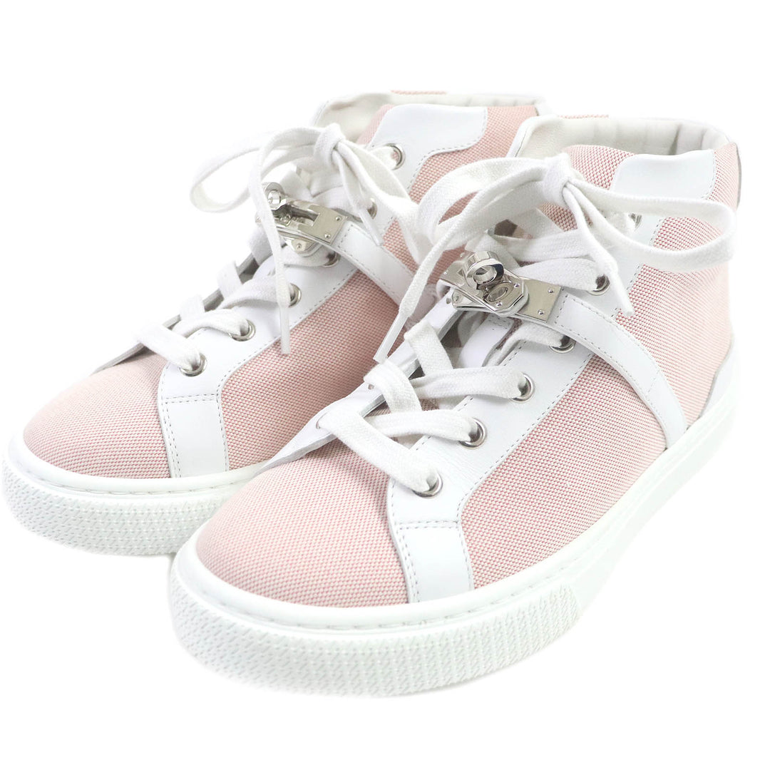 Discounted 
 Great HERMES High cut sneakers Daydream Kelly Metal Leather Canvas white Women 36.5