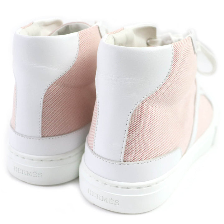 Discounted 
 Great HERMES High cut sneakers Daydream Kelly Metal Leather Canvas white Women 36.5