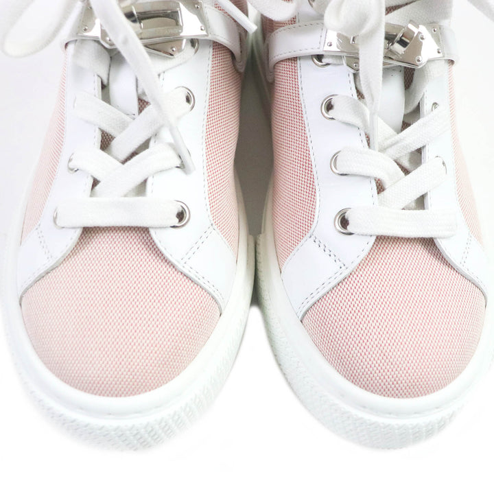 Discounted 
 Great HERMES High cut sneakers Daydream Kelly Metal Leather Canvas white Women 36.5