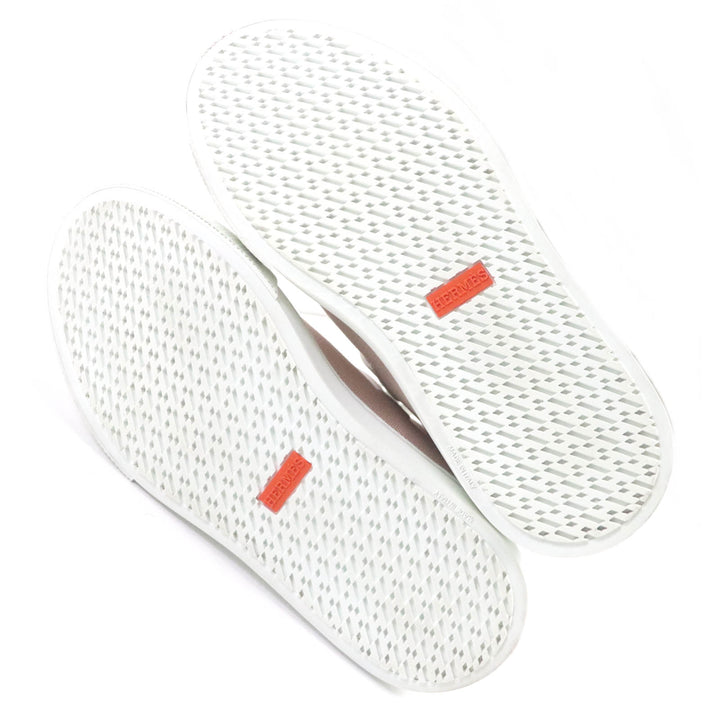 Discounted 
 Great HERMES High cut sneakers Daydream Kelly Metal Leather Canvas white Women 36.5