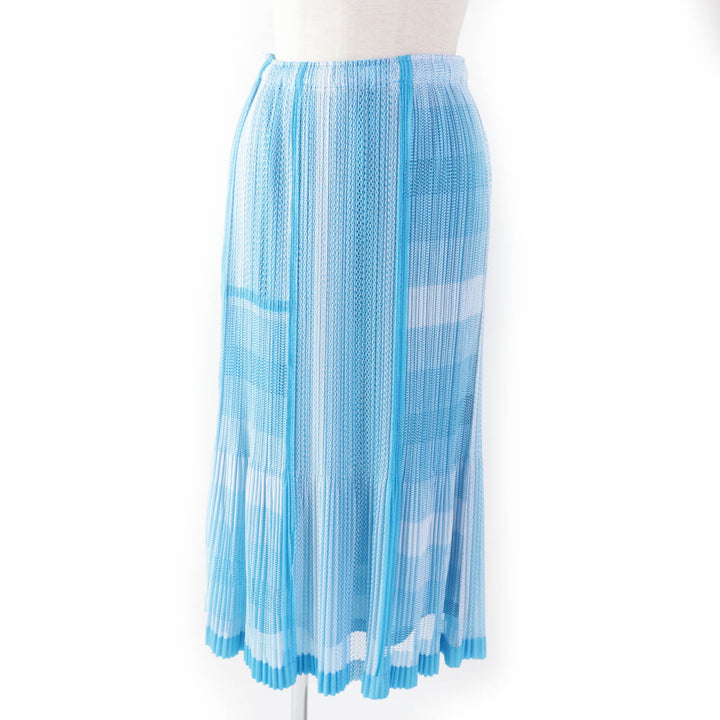 Discounted Excellent PLEATS PLEASE Long skirt Mesh petticoat Light blue Women 2 PP71-JG723