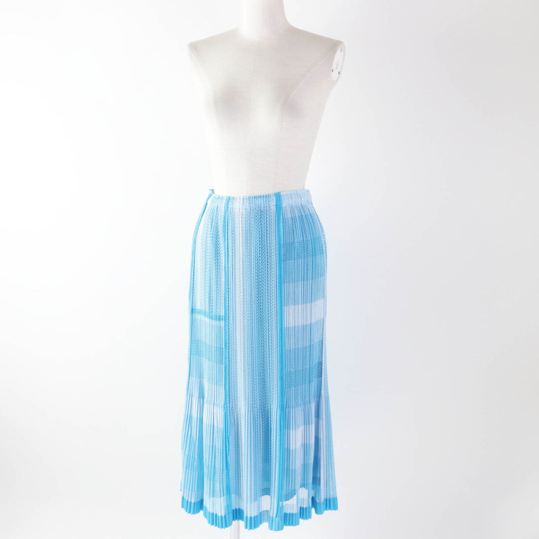 Discounted Excellent PLEATS PLEASE Long skirt Mesh petticoat Light blue Women 2 PP71-JG723
