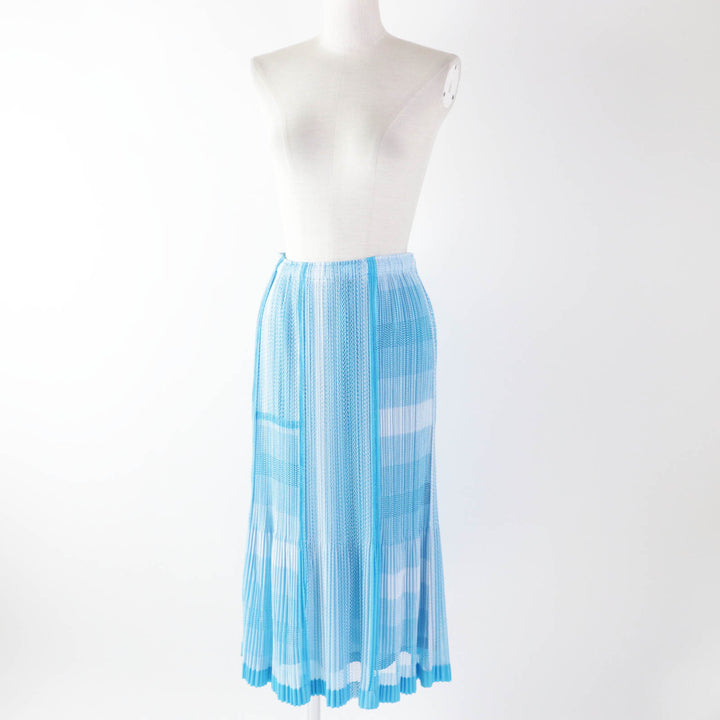 Discounted Excellent PLEATS PLEASE Long skirt Mesh petticoat Light blue Women 2 PP71-JG723