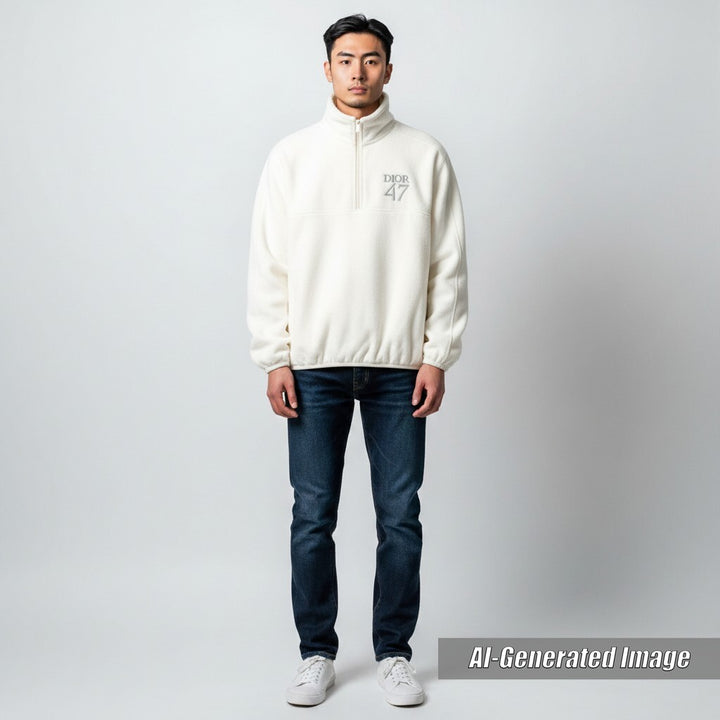 Discounted Great DIOR sweat Dior 47 logo embroidered half-zip pullover mens XL 413J434A0879