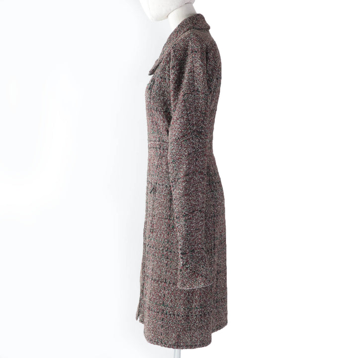 Great CHANEL A line coat 100% silk lining ZIP UP tweed coat multicolor Women 34 P49823