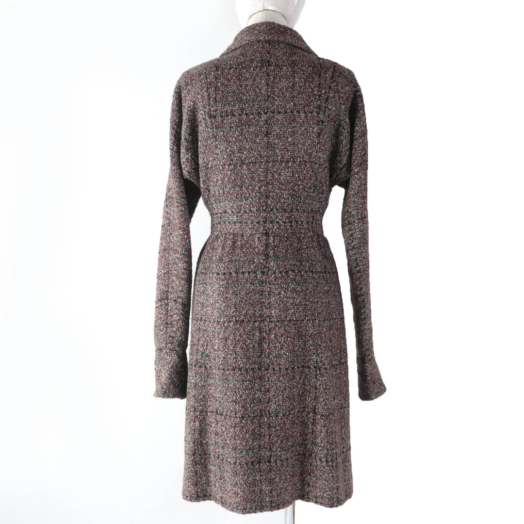 Great CHANEL A line coat 100% silk lining ZIP UP tweed coat multicolor Women 34 P49823