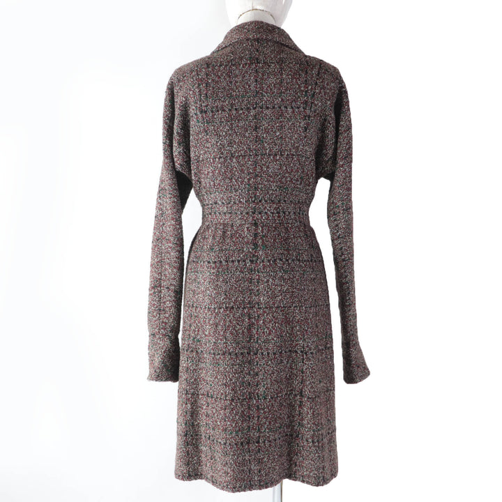 Great CHANEL A line coat 100% silk lining ZIP UP tweed coat multicolor Women 34 P49823