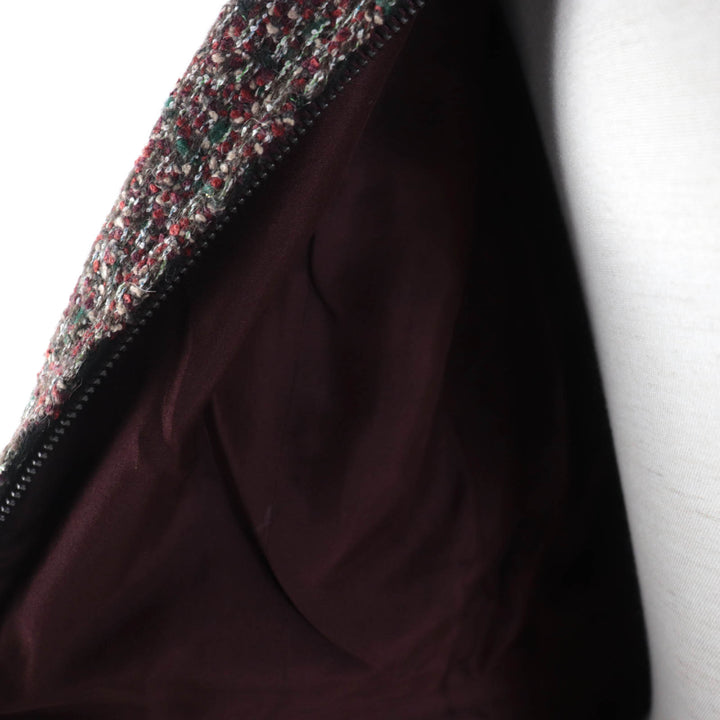 Great CHANEL A line coat 100% silk lining ZIP UP tweed coat multicolor Women 34 P49823