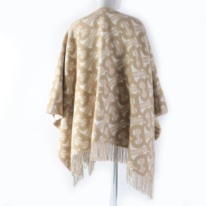 Discounted Great BURBERRY poncho TB Monogram Large beige wool Women 8022741