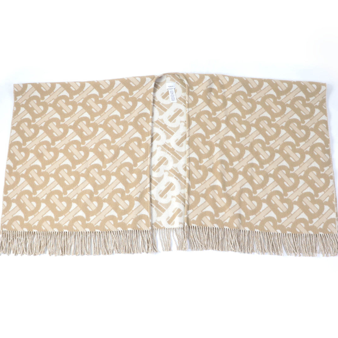 Discounted Great BURBERRY poncho TB Monogram Large beige wool Women 8022741