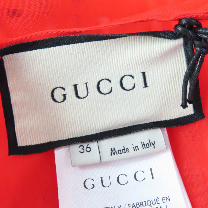 Discounted 
 Pristine GUCCI tops See-through long sleeve blouse with rhinestones Red silk Women 36 633322