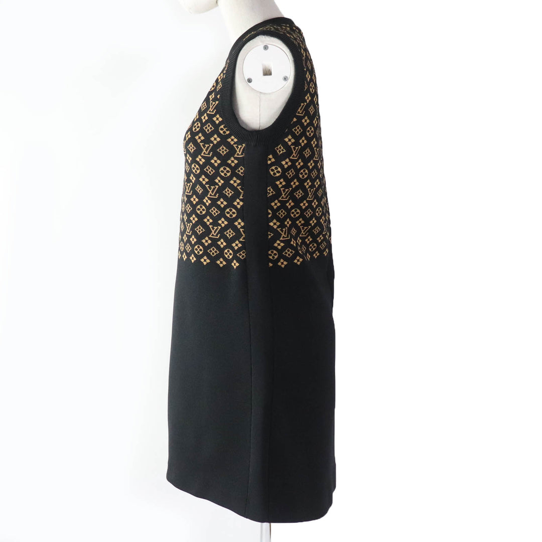 Excellent LOUIS VUITTON one piece Monogram jacquard knit dress silk Women XS
