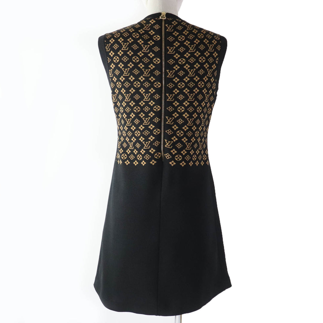 Excellent LOUIS VUITTON one piece Monogram jacquard knit dress silk Women XS
