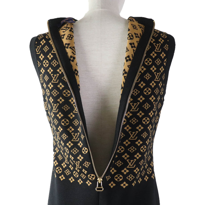 Excellent LOUIS VUITTON one piece Monogram jacquard knit dress silk Women XS