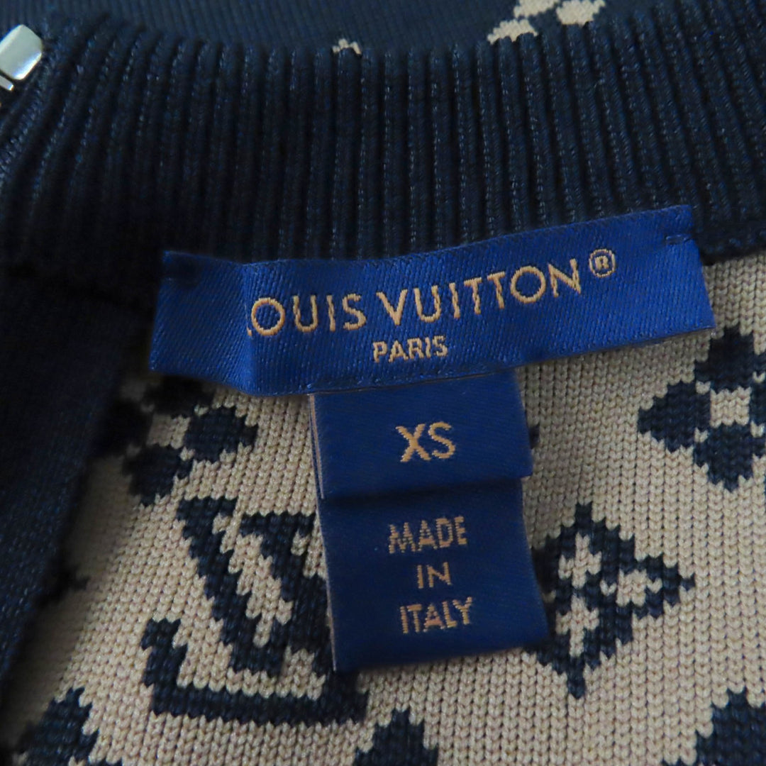 Excellent LOUIS VUITTON one piece Monogram jacquard knit dress silk Women XS