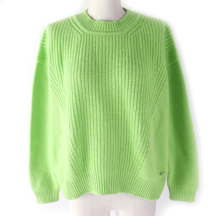 Discounted Excellent HERMES knit Long sleeve cropped with logo metal green cashmere Women 36