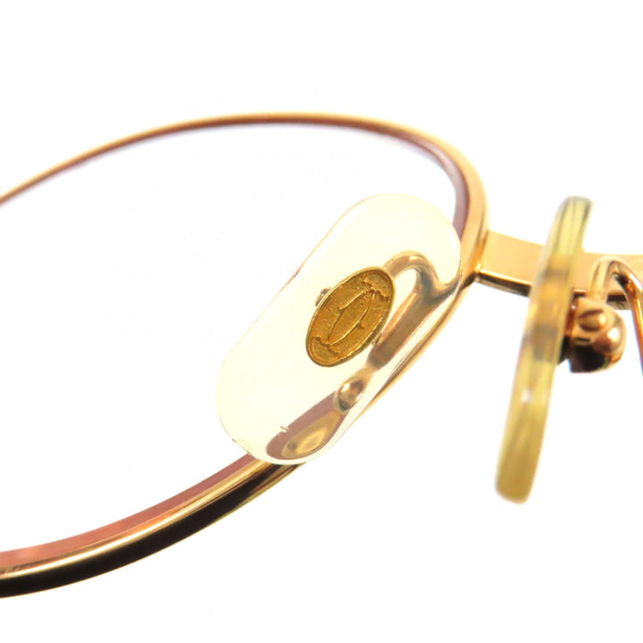 Cartier Glasses Logo Metal Wood Temple Gold brown mens