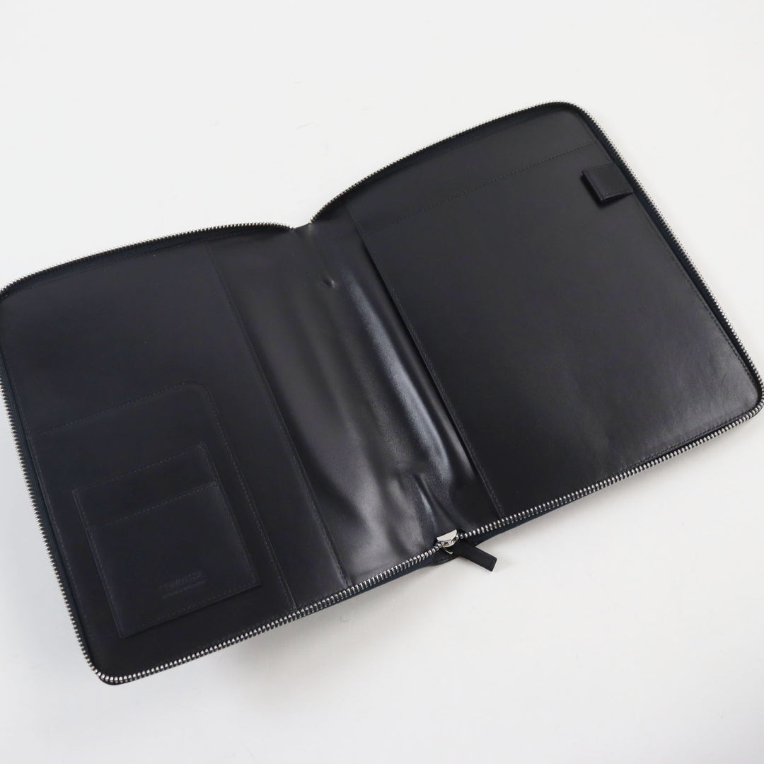 Pristine COMTESSE Notebook cover Horsehair leather with metal logo black mens