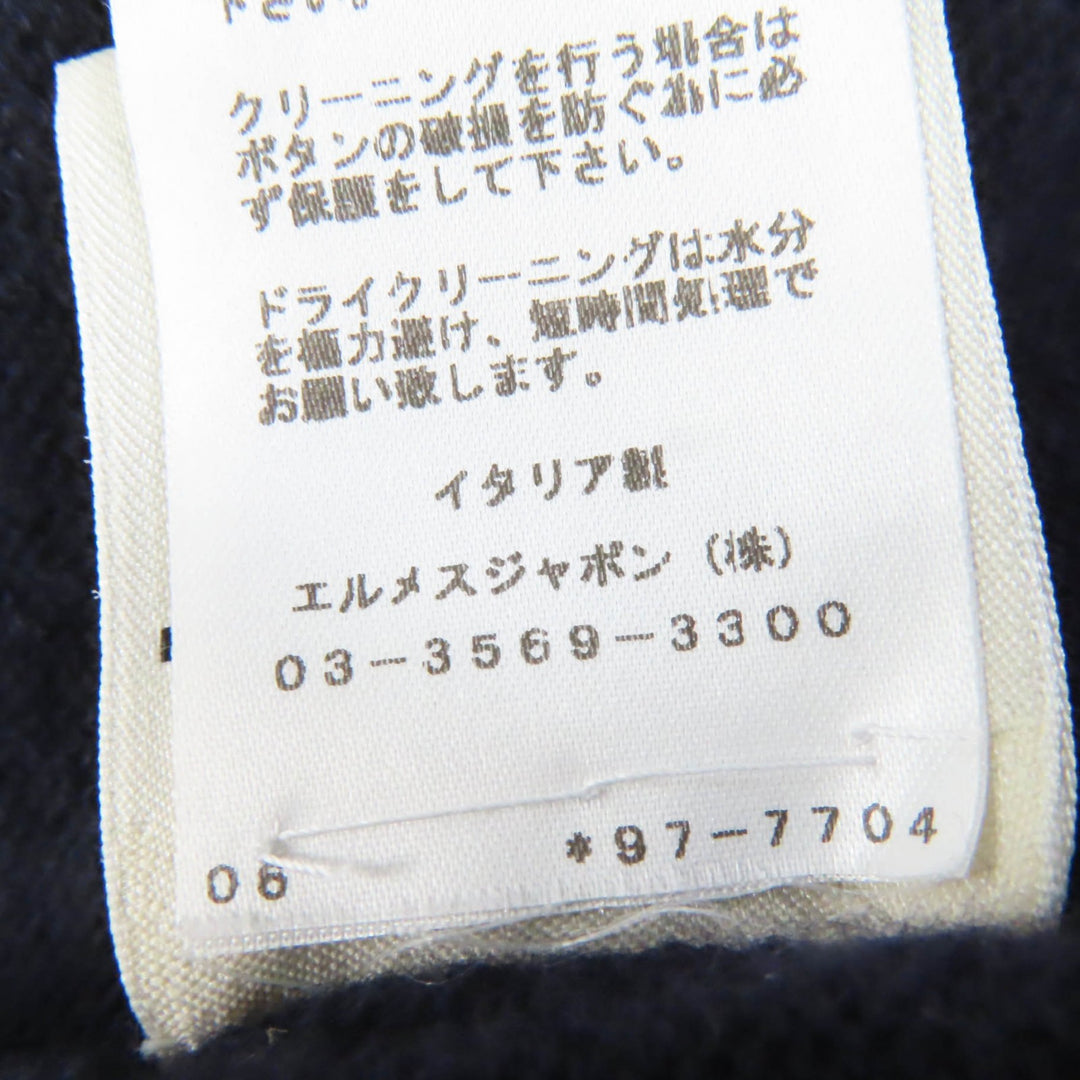 Discounted 
 Great HERMES cardigan H Pattern Serie Button Long Sleeve Knit Navy wool Women 34