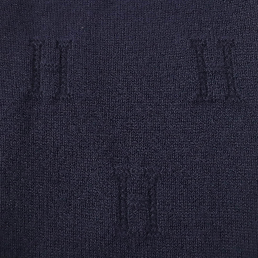 Discounted 
 Great HERMES cardigan H Pattern Serie Button Long Sleeve Knit Navy wool Women 34