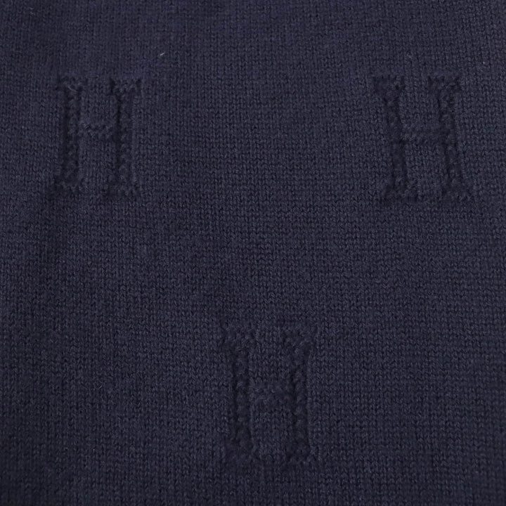 Discounted 
 Great HERMES cardigan H Pattern Serie Button Long Sleeve Knit Navy wool Women 34