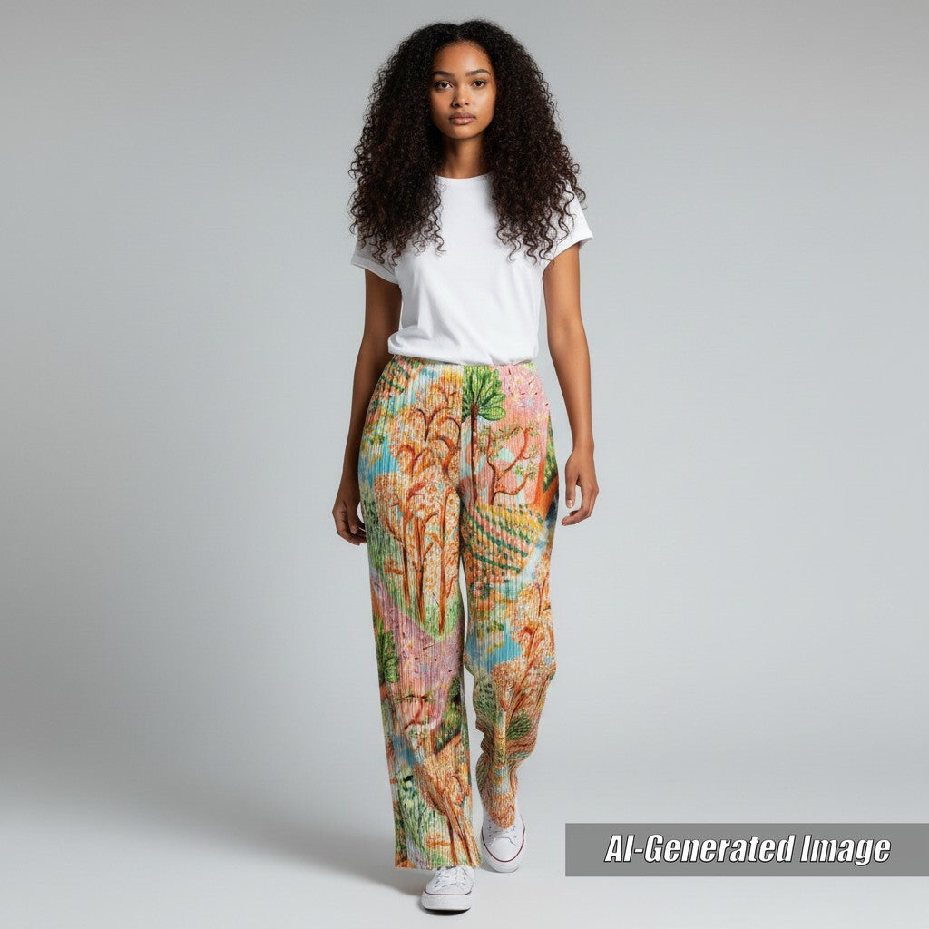 Discounted Excellent PLEATS PLEASE Wide pants PROMENADE Total pattern print 4 PP31JF705
