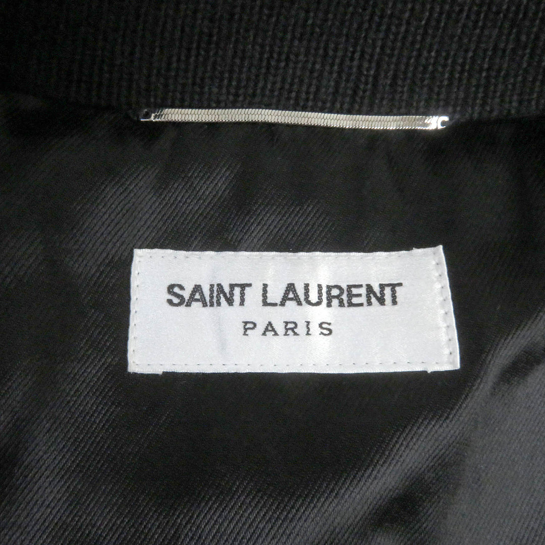 Discounted Excellent SAINT LAURENT PARIS leather jacket chevron stripe black mens 46 661008
