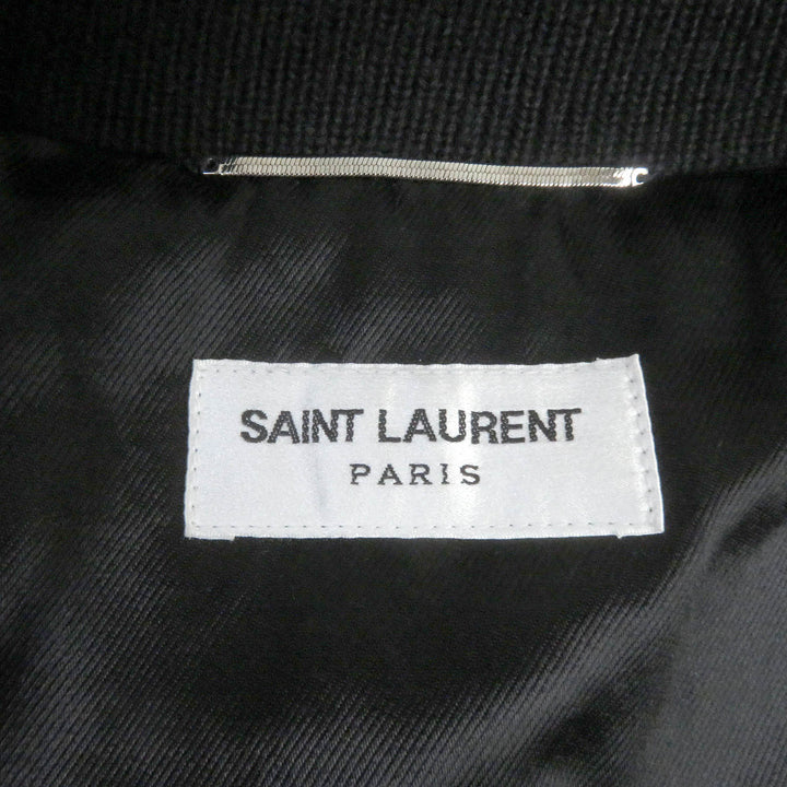 Discounted Excellent SAINT LAURENT PARIS leather jacket chevron stripe black mens 46 661008
